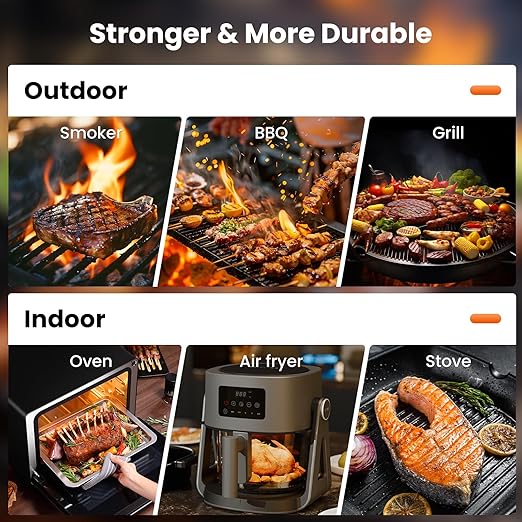 Wireless Meat Thermometer Digital-5.3 Bluetooth for Stable 800ft APP Control (iOS&Android), 10mins Charge for 24H Use Meat Probe, Accuracy ยฑ0.5ยฐF, Instant Read Meat Thermometer for BBQ, Grill, Oven