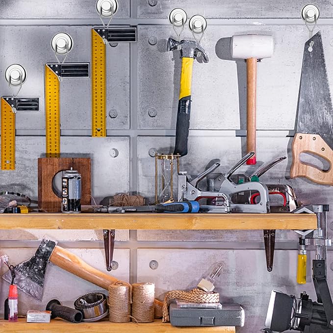 LOVIMAG Hooks, 110lbs+ Magnetic Magnet Hook 2025 Cruise Cabin Ship Essentials Heavy Duty Strong Refrigerator Fridge Hanging for Classroom Beach Vacation Kitchen Grills Home Mug Hanger (8 Pack), Silver