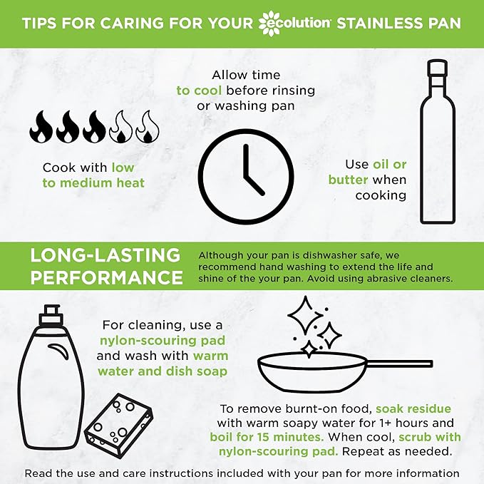 Ecolution Stainless Steel Sauce Pan, Encapsulated Induction Ready Cooking Pot with Glass Lid, Oven Safe, Dishwasher Safe Soup Pot, 2-Quart