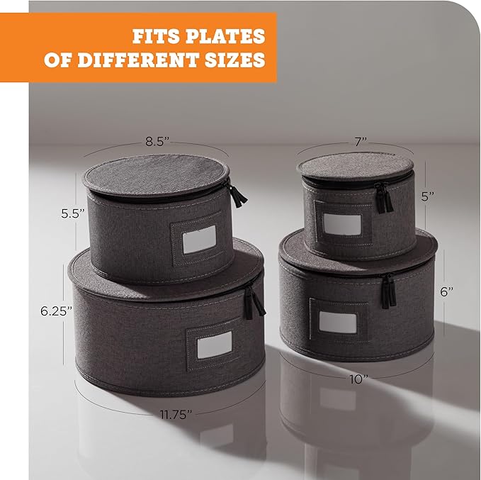 storageLAB China Storage Containers, Containers for Organizing, Hard Shell Case, Felt Plate Dividers, Moving Supplies, Storage Box, Wine, Dishes, Glasses Storage, Charger Plates Storage Containers