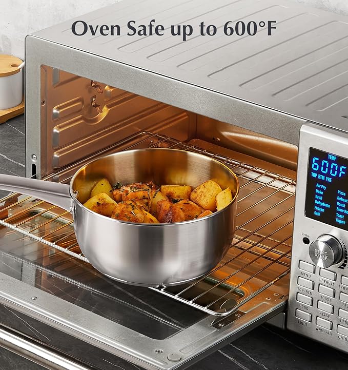 KOCH SYSTEME CS Stainless Steel Saucepan Set, 1 Quart & 2 Quart Sauce Pan Sets with Lid, Premium Sauce Pan Sets, Induction Saucepans, Stainless Steel Pot Set, Steel Sauce Pots, Oven Safe