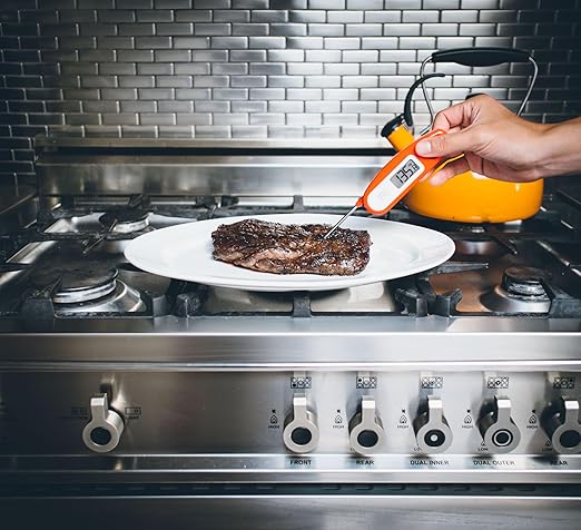 Lavatools Javelinยฎ Ultra-Fast 2-Second Digital Instant Read Meat Thermometer for Grill and Cooking, 2.75" Probe, Compact Foldable Design, Large Display, IP65 Water Resistant, NSF Certified โ Butter