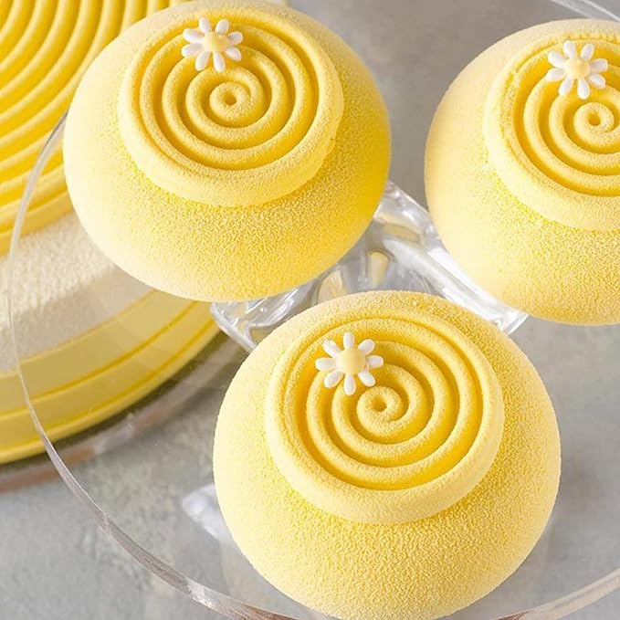 OCPO KITCHEN Spiral Silicone Molds for Baking Mousse Cake, 3D Tourbillon Silicone Baking Molds for French Dessert Pastry Chocolate Cupcake Ice Cream Cake Decoration Mold Spiral Shape (6-Cavity)