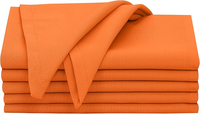 Ruvanti Cloth Napkins Set of 6, 18x18 Inches, 100% Cotton, Washable, Soft & Absorbent, Perfect for Wedding, Christmas, Thanksgiving Dinners - Orange Peel