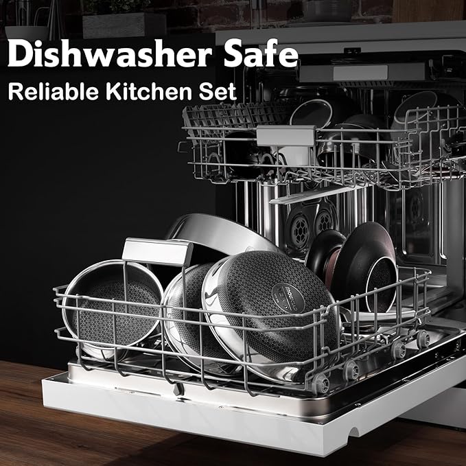 Sauce pan with lid,1.5 Quart & 2.5 Quart Hybrid Nonstick Sauce pans set, Stainless Steel cookware,non stick Pots PFOA Free,Works on Induction,Ceramic and Gas Cooktops