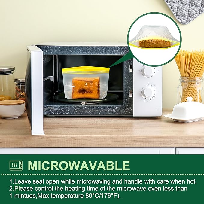 SPLF 12 Pack Reusable Sandwich Bags Dishwasher Microwave Safe, BPA Free Extra Thick Leakproof Reusable Food Storage Bags, Silicone Free Containers for Meal Prep, Fridge Kitchen Organization