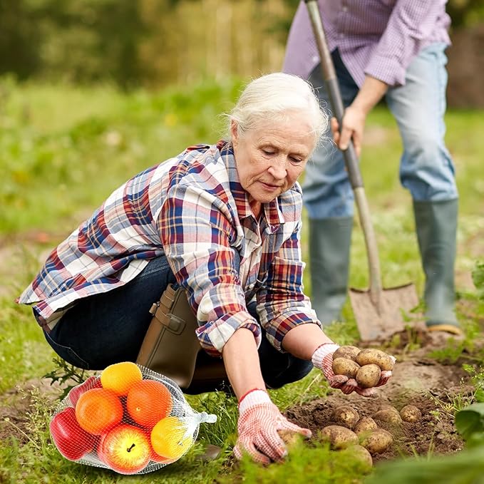 Windyun 1000 Pcs 20 Inch Reusable Mesh Nylon Netting Bulk, Fits Storage Egg Vegetable Seafood Fruits Bags Grocery Bags (Red, Green, White)