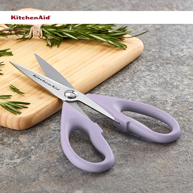 KitchenAid All Purpose Kitchen Shears with Protective Sheath Durable Stainless Steel Scissors, Dishwasher Safe, Soft Grip Comfort Handle, 8.72 Inch, Lavendar Cream