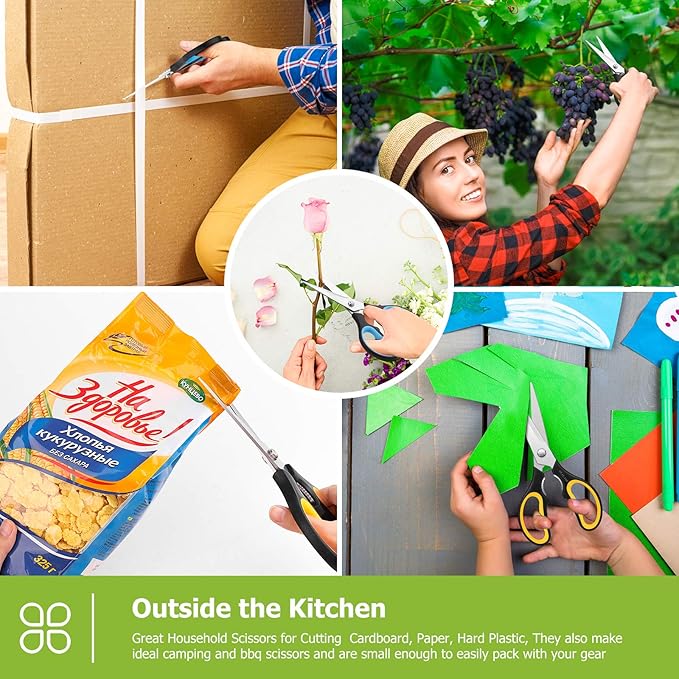 Kitchen Scissors, iBayam 2-Pack Kitchen Shears, 9 Inch Heavy Duty Dishwasher Safe Food Scissors, Multipurpose Stainless Steel Sharp Cooking Scissors for Kitchen, Chicken, Poultry, Fish, Meat, Herbs