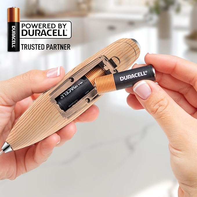 Zulay Kitchen Powerful Milk Frother Wand With 4 AA Duracell Batteries - Ultra Fast Handheld Drink Mixer - Electric Whisk Foam Maker for Coffee, Lattes, Cappuccino, Matcha & Creamer