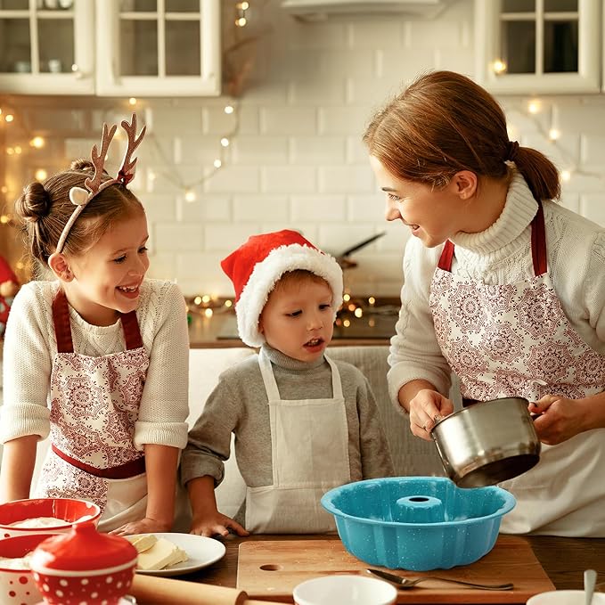 OAMCEG 2 Pack Bunte Cake Pan Nonstick 9.5 Inch Fluted Tube Cake Pans for baking, 10 Cups Heavy Duty Carbon Steel Tube Pan Baking Mold for Buntelet, Bavarois, Brownie, Jello (Sky Blue)