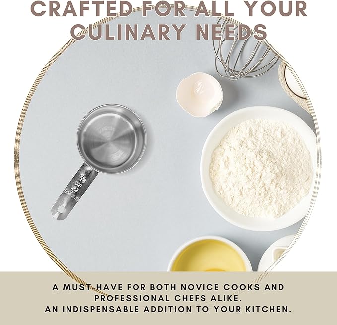 1/3 Cup Stainless Steel Measuring Cup | Sturdy Metal 80 ml | 80 cc | 3 oz | Single Cup for Wet and Dry Ingredients | Great for use as 1/3 Cup Dog Food Scoop - 12 PK