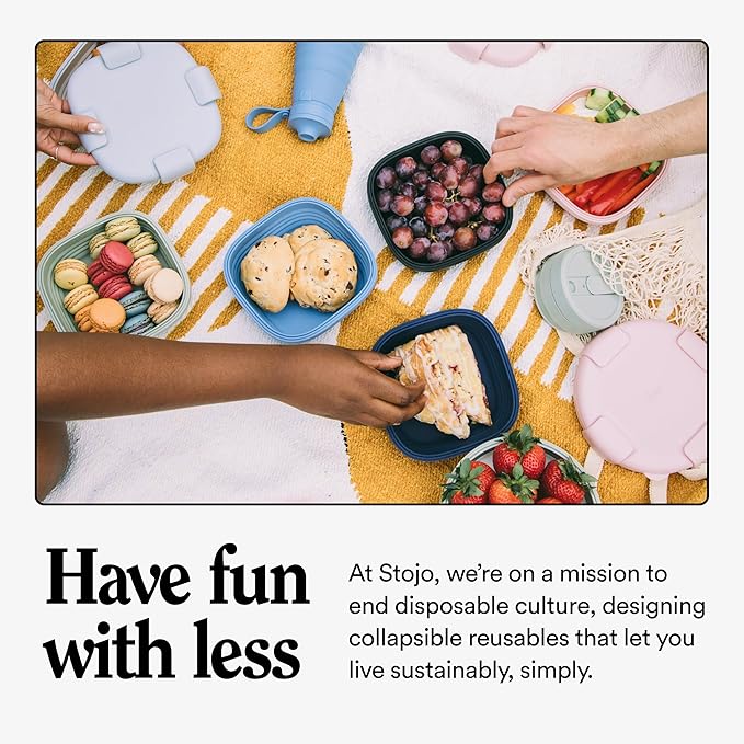 STOJO Collapsible Bowl - Translucent 36oz - Reusable Silicone Bowl (Translucent Steel Blue)