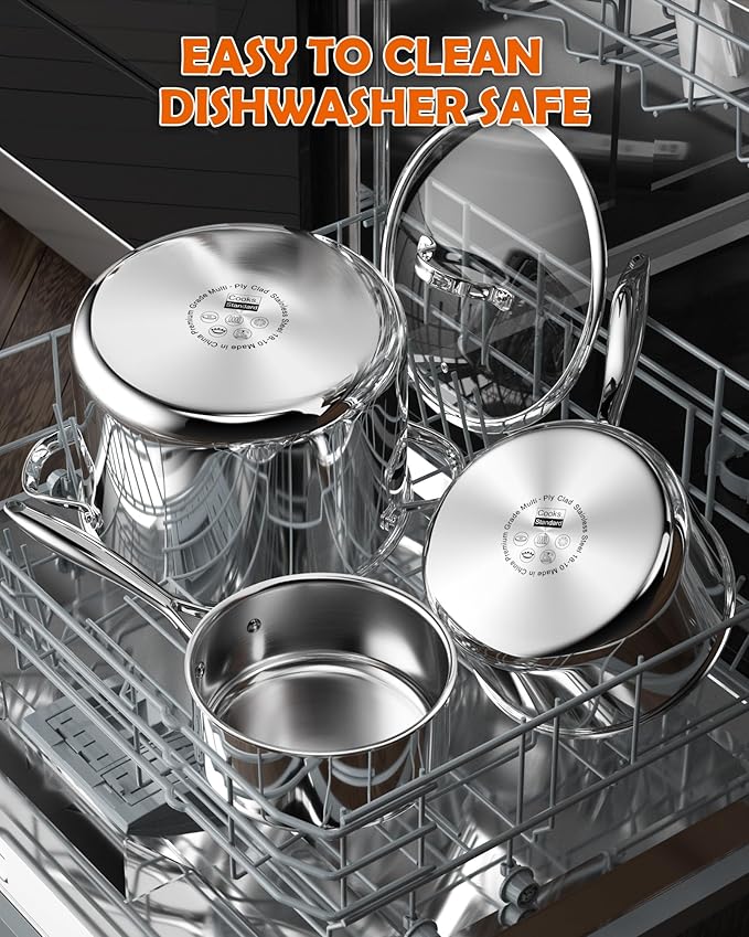 Cooks Standard Stainless Steel Saucepan Set 1.5 and 3 Quart, Multi-Ply Clad Sauce Pot With Glass Lid, Silver