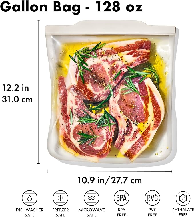 OXO Good Grips Silicone Reusable Bag – Gallon Bag (128 oz) - Oat