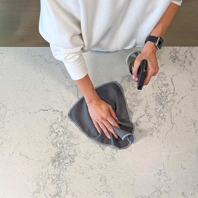 Reusable Paper Towels - 10 Pack - Roll of Washable Cotton Cloth Paper Towels - Paperless Reusable Napkins Cloth Washable - Absorbent + Long Lasting - Zero Waste Products - (Pebble Grey)