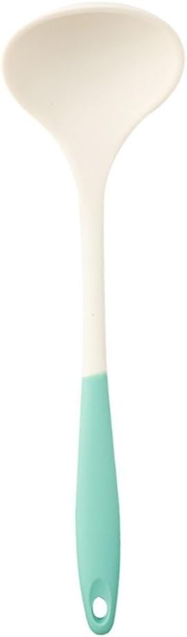 High Temperature Resistant Silicone Cooking Tools Set with Spatula and Soup Spoon (C White and green)