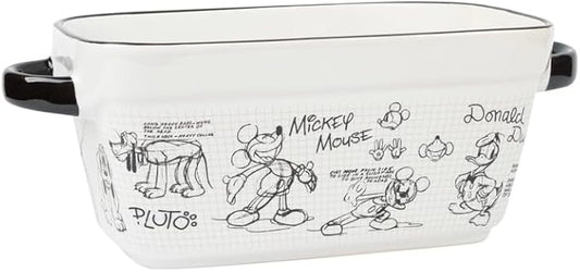 Zrike Disney Mickey Mouse Baking Pan Ceramic Nonstick - Rectangular Cake or Loaf Pan With Disney Sketchbook Design - Durable PFAS-Free Baking Dish - Set of 1