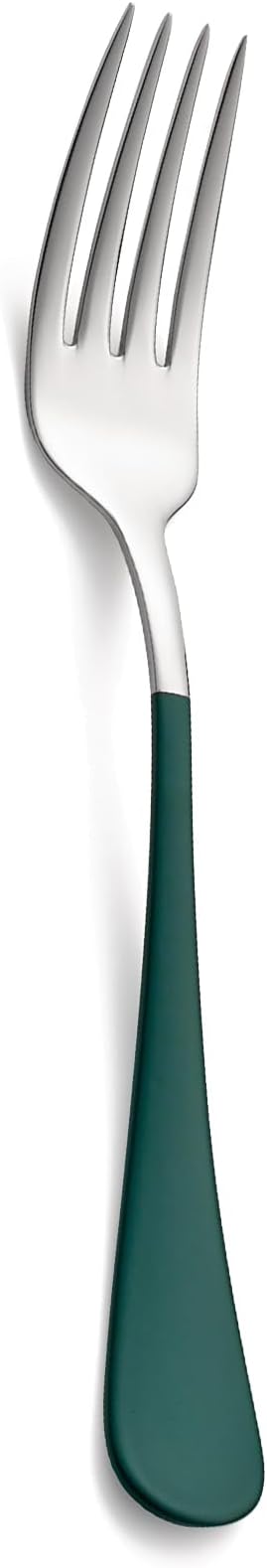 Green Dinner Fork, 18/0 Green handle Stainless Steel Satin Finish 8.1-inch Silverware Flatware Fork Set, Set of 12, Dishwasher SafG