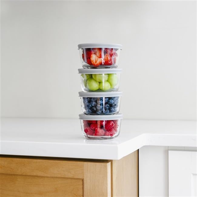 16-Piece Glass Food Storage Containers Set (8 Containers + 8 BPA-Free Lids) | 1-Cup, Leakproof | Microwave, Freezer, Oven & Dishwasher Safe | Ideal for Meal Prep & Pantry Organization