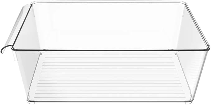 Fridge Fruit Storage Containers Stackable Fruit And Vegetable Storage For Refrigerator - Pantry Bins With Handle - Clear Plastic, BBA-free, 11.8" W x 7.9" D x 3.9" H