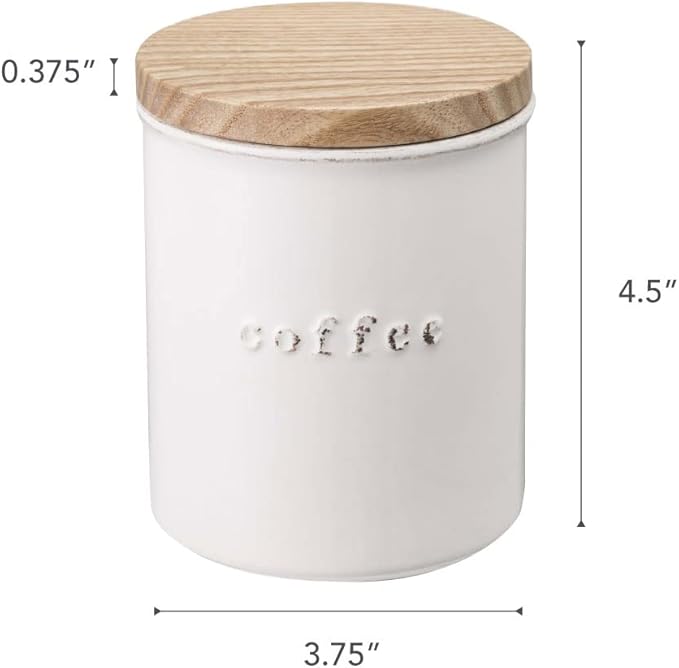 Yamazaki Home Tosca Ceramic Canister – Dry Food Kitchen Storage Container Organizer, White