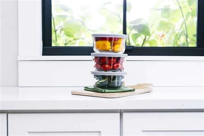 12-Piece Glass Food Storage Containers Set (6 Containers + 6 BPA-Free Lids) | 2-Cup, Leakproof | Microwave, Freezer, Oven & Dishwasher Safe | Ideal for Meal Prep & Pantry Organization