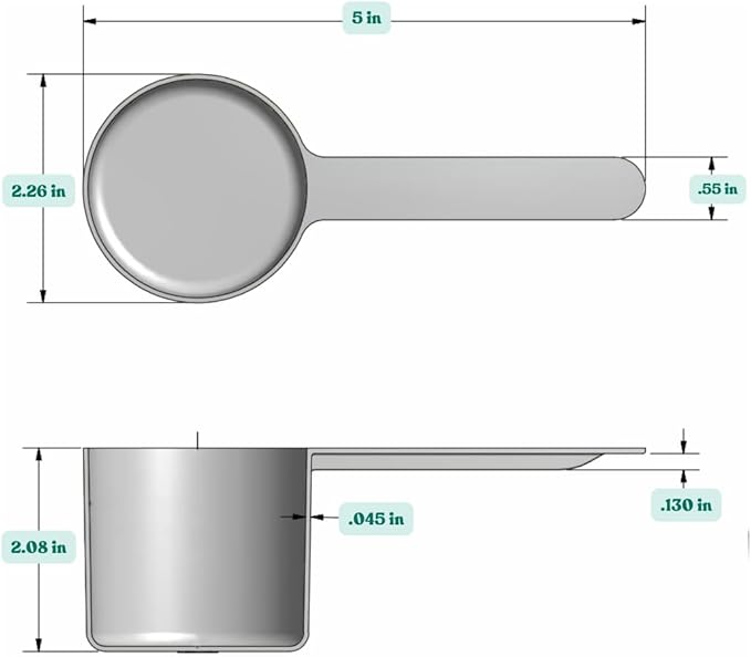 1/2 Cup (4 Oz. | 118.4 mL) Long Handle Scoop for Measuring Coffee, Pet Food, Grains, Protein, Spices and Other Dry Goods (Pack of 5)