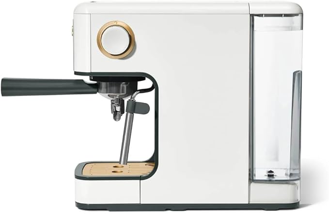 Beautiful Slim Espresso Maker by Drew Barrymore – 20‑Bar Pressure, Dual‑Spout 52 mm Portafilter, 50 oz Removable Tank, 2‑in‑1 Steam Wand & Touch Controls (White Icing)