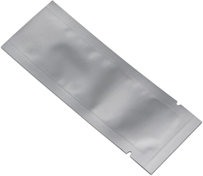 PABCK 100 Pcs 1.57x6.3 inches Small Mylar Bags Heat Sealable 3.34mil Pure Foil Bag Powder Coffee Food Storage Vacuum Pouches for Sampling Packaging Aluminum Foil Package