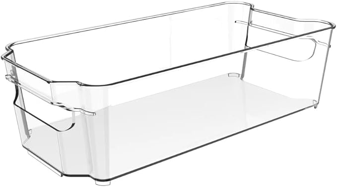 Fridge Fruit Storage Containers Stackable Fruit And Vegetable Storage For Refrigerator - Pantry Bins With Handle - Clear Plastic, BBA-free, 12.4" W x 6.1" D x 3.5" H