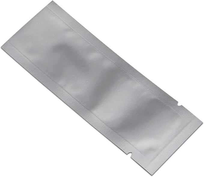 PABCK 100 Pcs 1.57x2.75 inches (Inside Size 1.17x2.35 inch) Small Mylar Bags Heat Sealable 3.34mil Pure Foil Bag Powder Coffee Food Storage Vacuum Pouches for Sampling Packaging Aluminum Foil Package