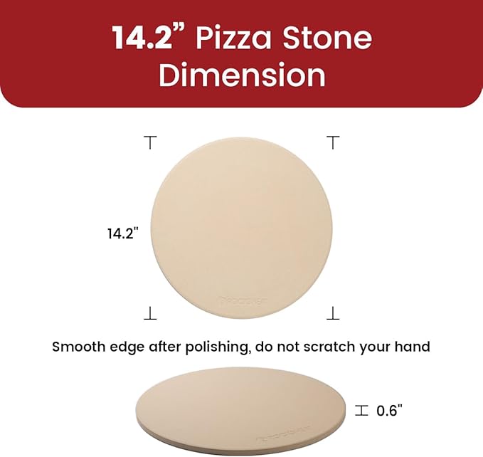 K ROCKSHEAT Pizza Stone for Oven and Grill 14.2 Inch Round, Cordierite Bread baking stone, 14.2" Cooking Stone for Grill