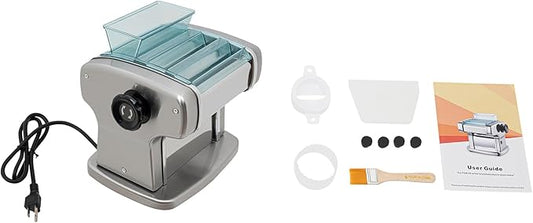 Electric Pasta Maker, Tabletop Automatic Noodle Machine with Practical Brush, Powerful Stainless Steel Fresh Pasta Dough Roller with Power Switch 9 Gears, for Home Use 110V 135W