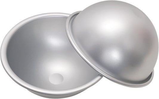 2 Pcs Dome Cake Pan 6 Inch Football Shaped Anodized Aluminum Hemisphere Nonstick Ball Pan for Birthday DIY Cakes Wedding Anniversary Baking Tools (2, 6 Inch)