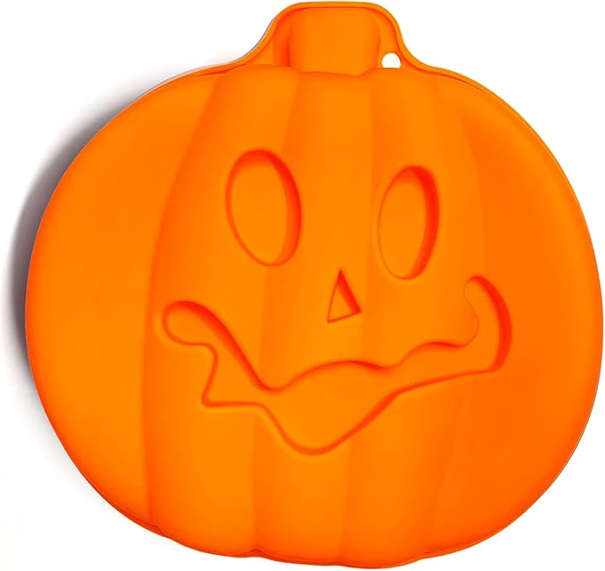 JETKONG 8-Inch Pumpkin Cake Pan Silicone Pumpkin Cake Mold 3D Pumpkin Shaped Baking Cake Tin (Orange)
