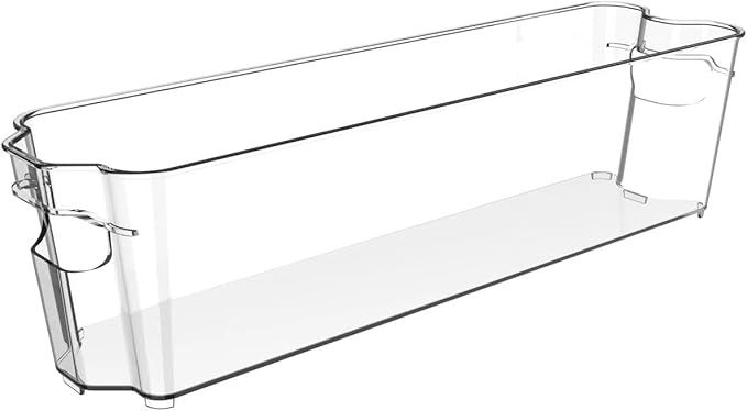 Fridge Fruit Storage Containers Stackable Fruit And Vegetable Storage For Refrigerator - Pantry Bins With Handle - Clear Plastic, BBA-free, 14.8" W x 4.1" D x 3.7" H