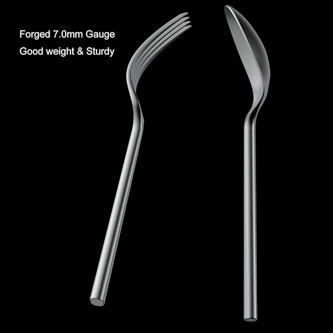 Alata Potter 40-Piece Forged Silverware Set, Service for 8 – Premium Stainless Steel Flatware Set, Modern Design with Satin Finish, Ideal for Home, Kitchen, Party, Camping