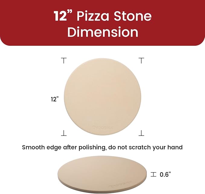 K ROCKSHEAT Pizza Stone Round, 12 Inch Cordierite Pizza Stone for Grill and Oven, 12" Durable Bread Baking Stone, Easy to Clean