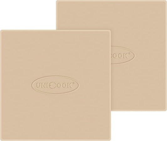 Unicook 2 PCS Pizza Stones Set, 12 Inch Square Pizza Stone for Oven and Grill, Cordierite Baking Pan for Crispy Crusts, Thermal Shock Resistant, Including Dough Scraper