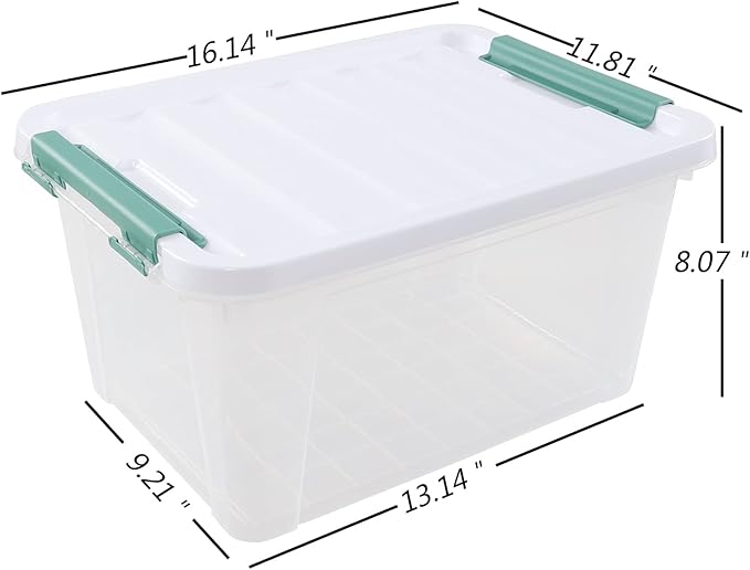 20 Quart Plastic Storage Bins with Lid, Clear Storage Plastic Box, 4 Packs