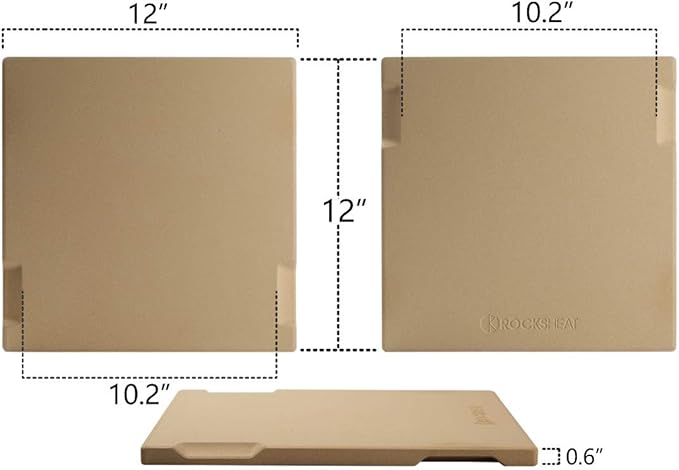 Pizza Stone, 12"x12" Square Pizza Stone for Oven Grill BBQ, Cordierite Baking Stone for Bread & Pie, Unique Built-in 4 Handles Cooking Stone