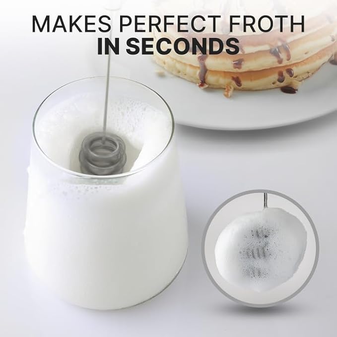 Zulay Kitchen Milk Frother with Patented Tornado Triple Whisk – Handheld Foam Maker for Coffee, Lattes, Matcha & Hot Chocolate – Rich, Creamy Froth in Seconds