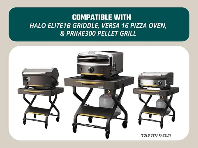 HALO Outdoor Cart | Portable Outdoor Countertop Grill Cart | Drop Down Drawer Storage | Collapsible | Tank Storage