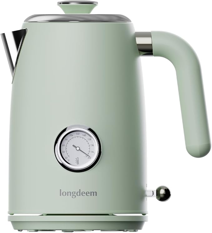 LONGDEEM 1L Small Electric Kettles Stainless Steel, Portable Travel Mini Hot Water Boiler Heater, Cool Touch Teapot, Auto Shut-Off & Boil-Dry Protection for Cooking, Business Trip and More, Green