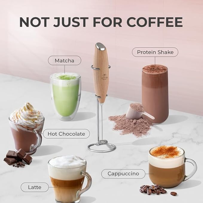 Zulay Kitchen Powerful Milk Frother Wand With 4 AA Duracell Batteries - Ultra Fast Handheld Drink Mixer - Electric Whisk Foam Maker for Coffee, Lattes, Cappuccino, Matcha & Creamer