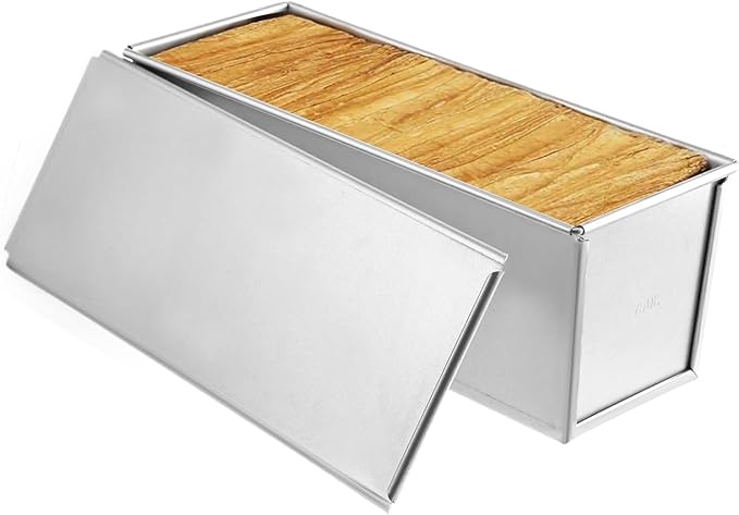 1 Pack Pullman Loaf Pan with Lid, 13x4 Inch Large Capacity Bread Loaf Pan with Cover, Non-Stick Bakeware for Baking Bread, Carbon Steel Bread Toast Box with Cover, Pullman Loaf Pan for Sandwich Bread