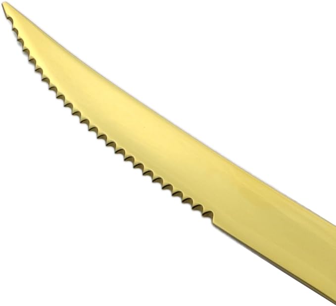 20-Piece 18/10 Stainless Steel Serrated Steak Knife Flatware Set, Mirror Polishing Gold,Service for 4