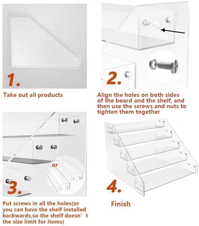 PMMASTO Tiered Spice Rack, Seasoning Organizer, Clear Acrylic Vertical Shelves Can Organizer for Countertop, Cabinet, Pantry, Kitchen Organization and Storage - 4 Tier