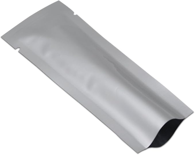 PABCK 100 Pcs 1.38x5.9 inch (Inside Size 0.98x5.5 inch) Coffee Food Storage Heat Sealable 3.34mil Mylar Pure Foil Bag Vacuum Pouch for Sampling Packaging Aluminum Foil Package